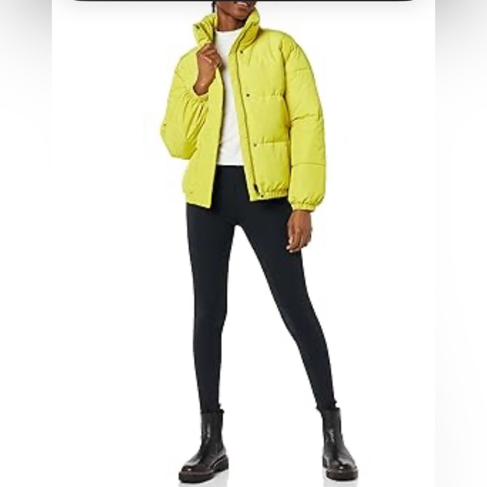 Daily Ritual Women's Bright Yellow Puffer Jacket